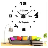 Reloj De Pared 3d Color Negro  Con Frase En Vinilo 