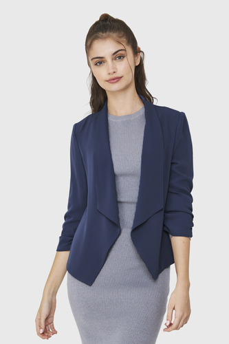 Blazer Mangas 3/4 Solapa Azul Acero Nicopoly