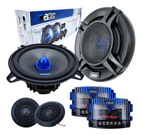 Set De Medios 5.25 Carbon Audio 300w Max Tweeter/crossover