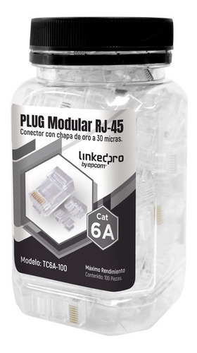 Bote Con 100 Piezas De Plug Modular Rj45 Cat6a Tc6a-100