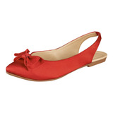 Balerina Para Mujer Castalia 124-77 Rojo Elástico Ajustable