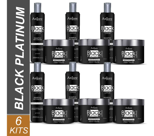 6 Kit Matizador Black Platinum 250gr Loiros Anjore Atacado