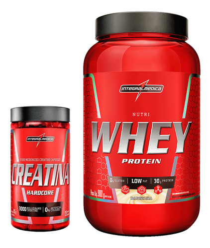 Combo Creatina 120 Cap + Nutri Whey 900g Pote Integralmedica