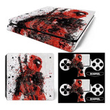 Skin Ps4 Slim + Skin 2 Joyst + 2 Lightbar - Deadpol