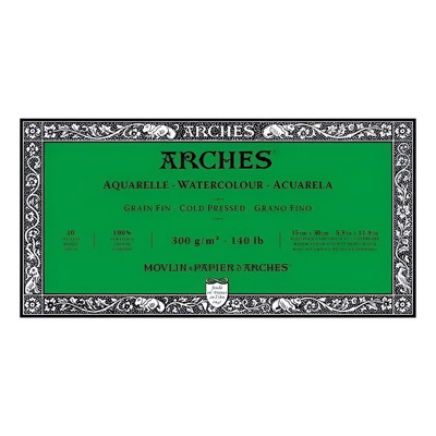 Papel Para Acuarela Arches En Block 15x30 Cm 300 Gr Fino Blanco