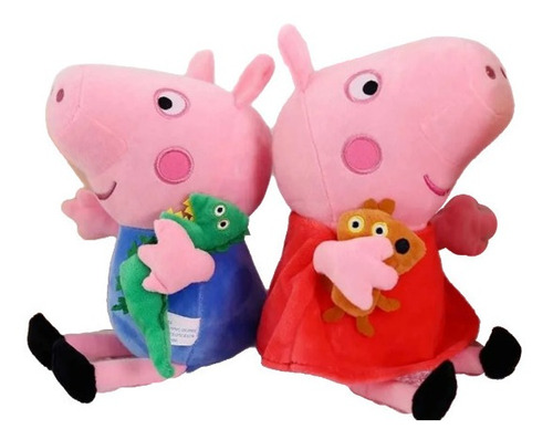 Peluches Peppa Pig Y George Con Dinosauro Teddy 28 Cm Set 