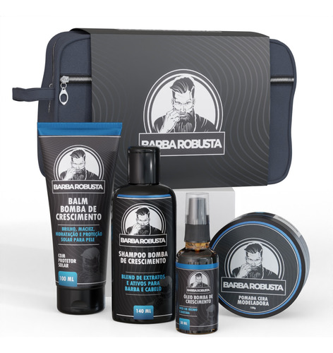 Kit Para Barba Shampoo Balm Óleo Cera Barba Robusta