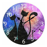 Reloj De Pared - Reloj De Pared Redondo Con Diseño De Gatos 