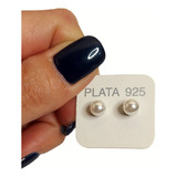 Aros De Perla Blanca 6mm A Rosca Plata 925