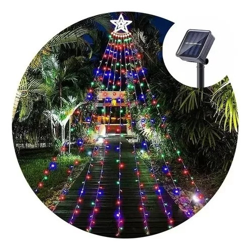 Luces Led Estrella Cortina Solar Exterior Navidad Guirnalda