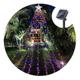 Luces Led Estrella Cortina Solar Exterior Navidad Guirnalda