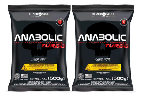 Combo 2x Anabolic Turbo Refil 500g Black Skull Caveira Preta