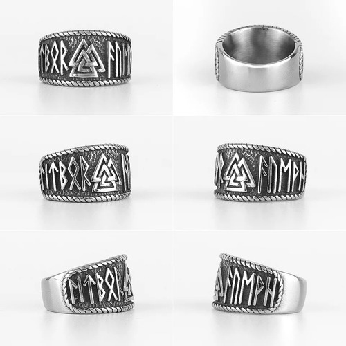 Anillo Vikingo Con Runas Moda Hombre 2021 Acero