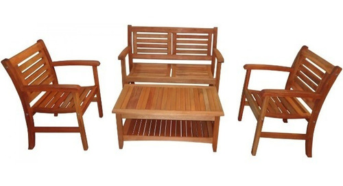 Juego De Living Delta 3 Sillones + Mesa Ratona Madera Jardín