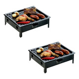 Set X 2 Brasero Enlozado Parrilla Asado Portatil Jovifel 