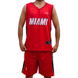 Conjunto - Uniforme Nba Adulto Miami Rojo