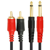 Extension 2 Plug Mono 6.3 Mm A 2 Plug Rca Dorado Ca-1622g 