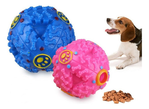 Brinquedo Cães Porta Petisco Ração Bola Interativa Pet - M Cor Azul - M