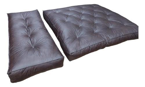 Colchon  Futon 2 Cuerpos Eco Cuero Con Piecera