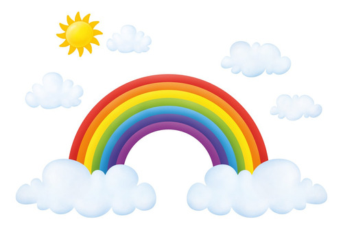 Decowall Da-1713 Rainbow And Clouds Kids Pegatinas De Pared