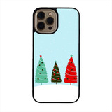 Funda Celular Navidad Navideña Arboles Pinos Colores Azul