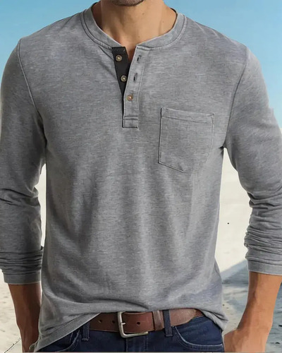 Playera Manga Larga Slim Fit Super Comoda Algodón Hombre