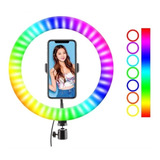 Aro Luz Led Rgb Colores 26 Cm Soporte Rosca Celular Gamer St