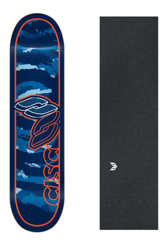 Shape Cisco Skate Marfim Camu Blue 7.75  + Lixa Emborrachada