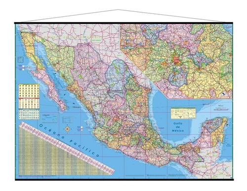 Mapa República Méxicana Mural Mexico Cartulina Y Barila