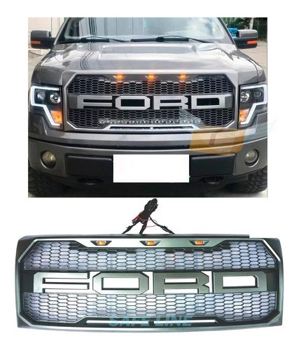 Mascarilla Ford F150 Negra 2009 A 2014 Con Led Tipo Raptor Foto 4