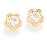 Aros De Oro 18k Laminado Joyas Aritos Mujer Flor Con Cristal