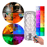 Abajur Luminaria Touch Sem Fio Cristal Rgb 16 Cores