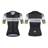 Jersey Ciclismo M/c Mujer Gw Colombia Negro Gris