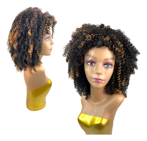 Peruca Organica Premium Cacheada Wig Aspecto De Natural Afro