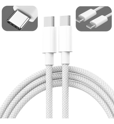  Cabo Usb C Tipo C Para iPhone 15 Pro 15 Pro Max Nylon Turbo