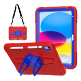 Funda De Pc Con Función Atril Roja Y Azul Para iPad 10th Gen