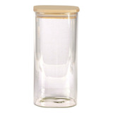 Pote Mantimento Quadrado Vidro Tampa Em Bambu 1,4 L Dynasty Cor Transparente