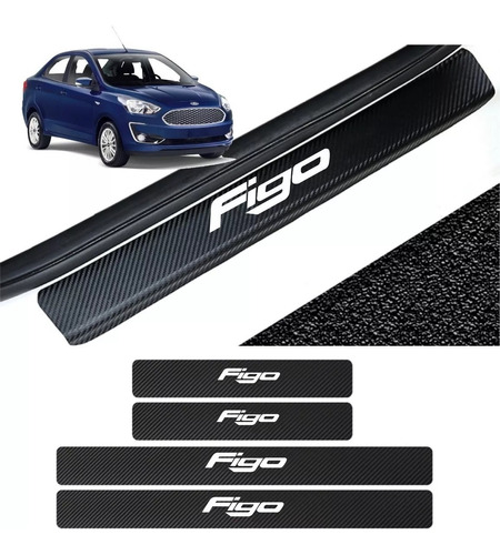 Sticker Protección De Estribos Ford Figo Fibra De Carbono