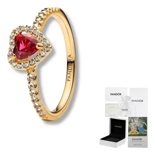 Anillo Pandora De Corazón Elevado Chapado En Oro De 14k