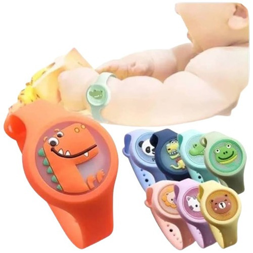 Pulseira Relógio Infantil Repelente De Mosquito Figurinhas