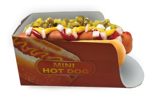 Embalagem Caixa Caixinha Mini Hot Dog Cachorro Quente 100un