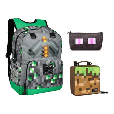 Mochila Escolar De Minecraft De 3 Piezas Para Niños, Estuche