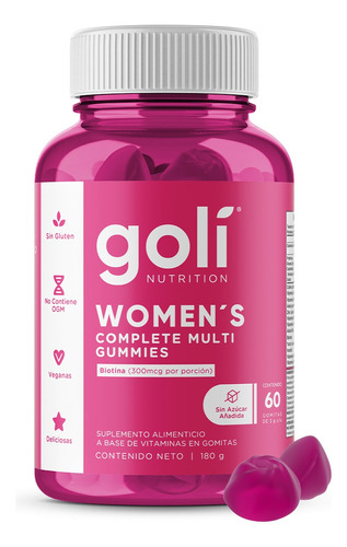 Goli Nutrition Biotina Vitamina C Inositol 60 Gomitas Sabor Cereza