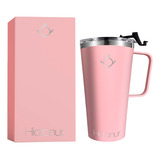 Termo Taza Vaso Con Tapa Para Bebida Fría Y Caliente 20oz Color Rosa