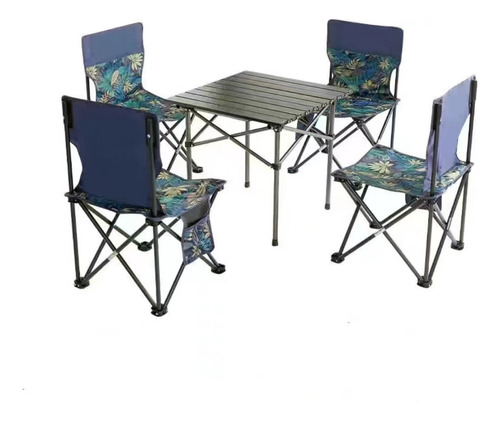 Mesa Plegable Picnic Portatil Armable Con 4 Sillas Plegables