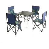 Mesa Plegable Picnic Portatil Armable Con 4 Sillas Plegables