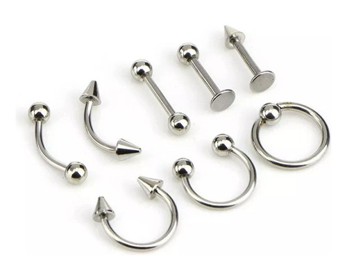 Piercing Mix Modelos Acero Quirurgico 316l 1.2x10x3 ,8 Unds