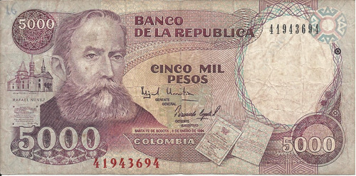 Colombia 5000 Pesos Oro 3 Enero 1994