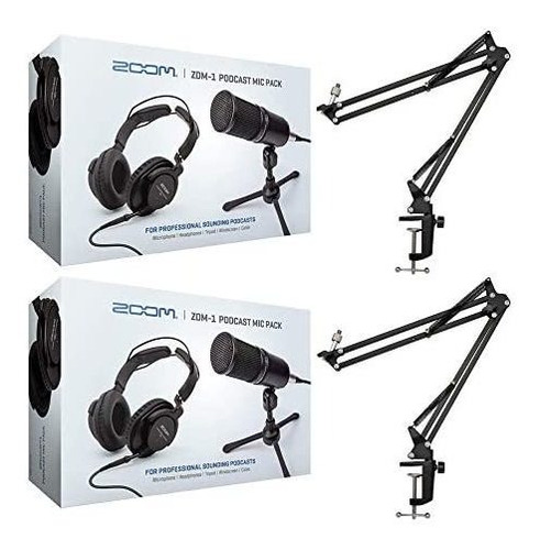 Kit De Microfono Zoom Zdm-1 Con Audifonos Y Stand -negro