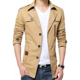 Saco Blazer Estilo Gabardina Slim Fit Casual Formal Elegante